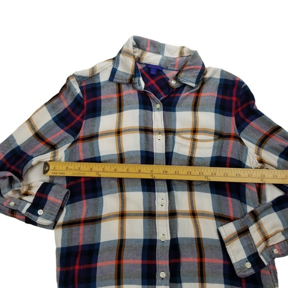 Aeropostale Button Up Long Sleeve Casual Flannel Shirt Womens S Blue Red Rayon - Picture 9 of 13